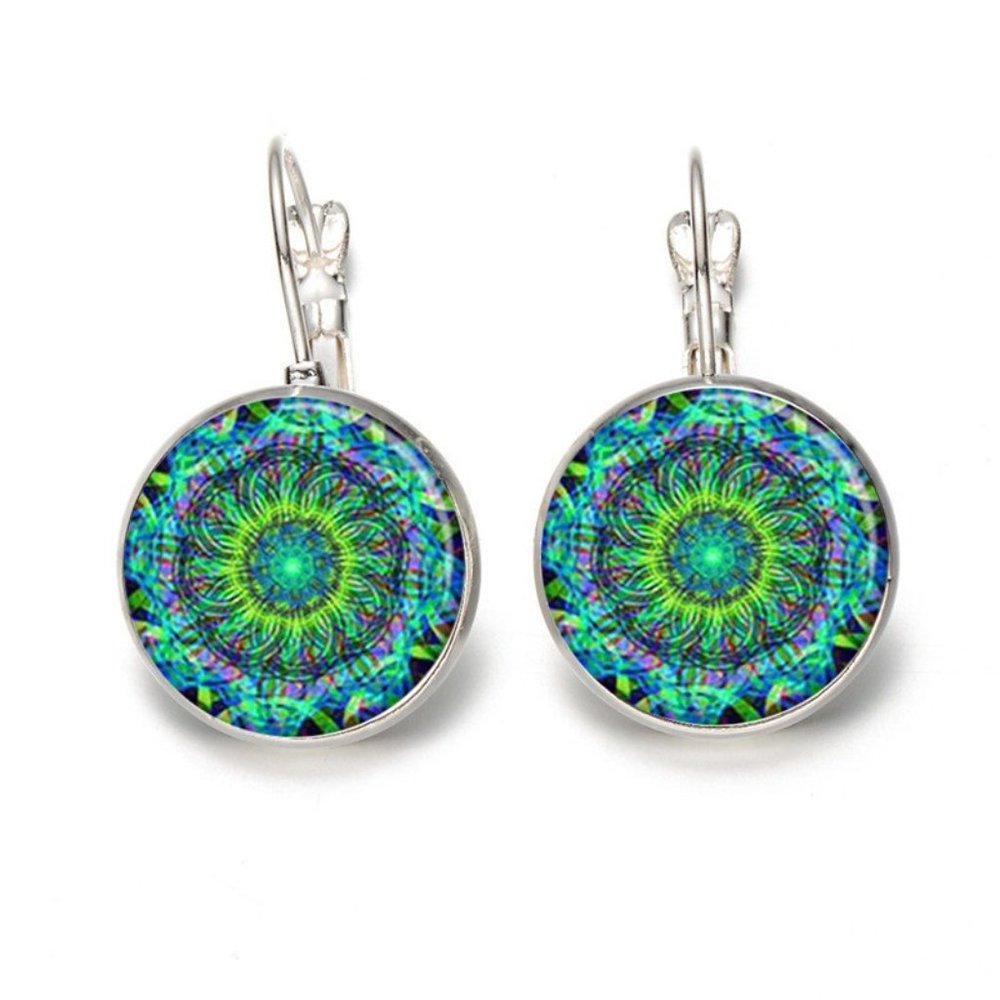 3x Boho Hypnotic Viridescent Silver Earrings